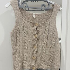 Cable Knit Button-Up Tank Top